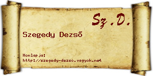Szegedy Dezső névjegykártya